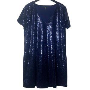 Lulu's Light Up the Night Navy Blue Sequin Shift Dress